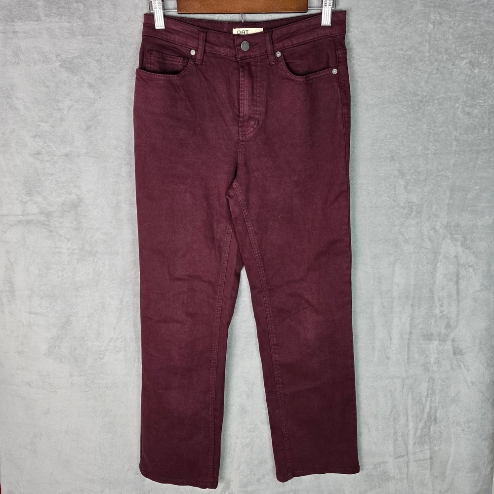 OAT New York Womens Burgundy Straight Leg High Rise Pants Size 2/26 PO166-SJ
